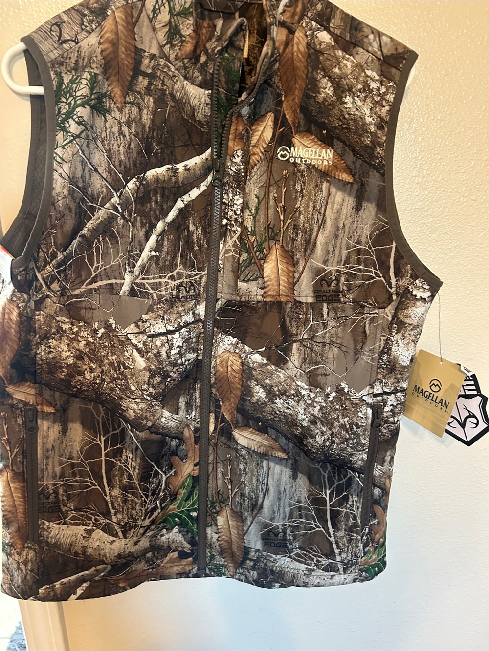 Magellan Outdoors Men’s Realtree Camo Vest in Brown and Green